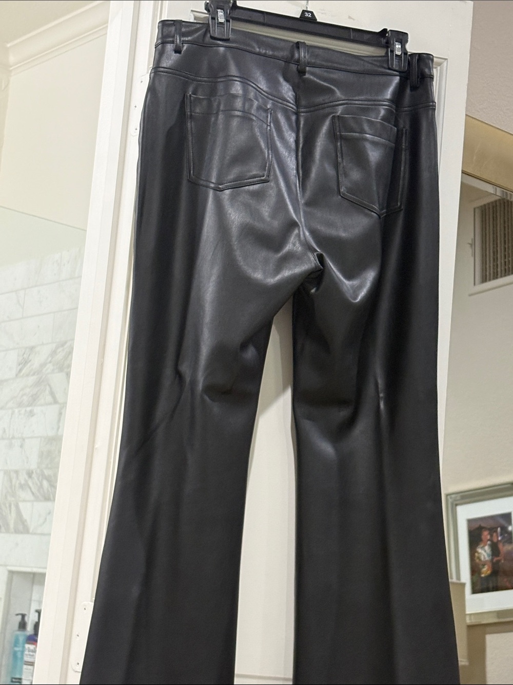 Black Faux Leather Wide-Leg Pants boston proper